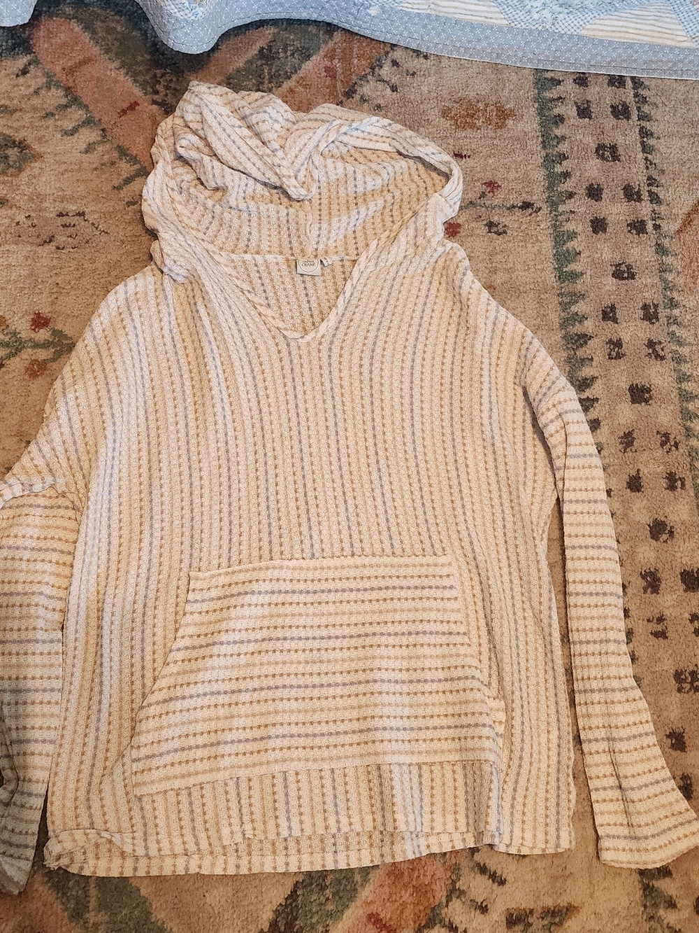 Paper Crane Cream and Tan Striped Hooded Sweater